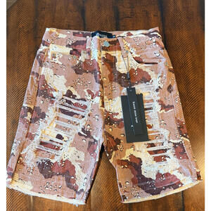 Guapi Shorts Mens  Brown Camo Distressed Denim, Size 28